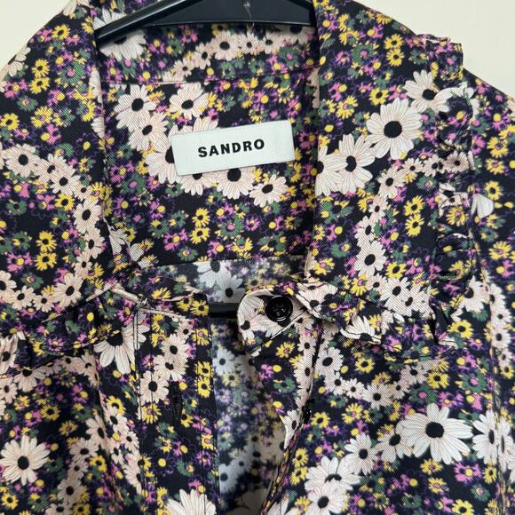 Sandro 100% Silk Multi Color Paisley Print Button Up Blouse Size M/L - Picture 6 of 8